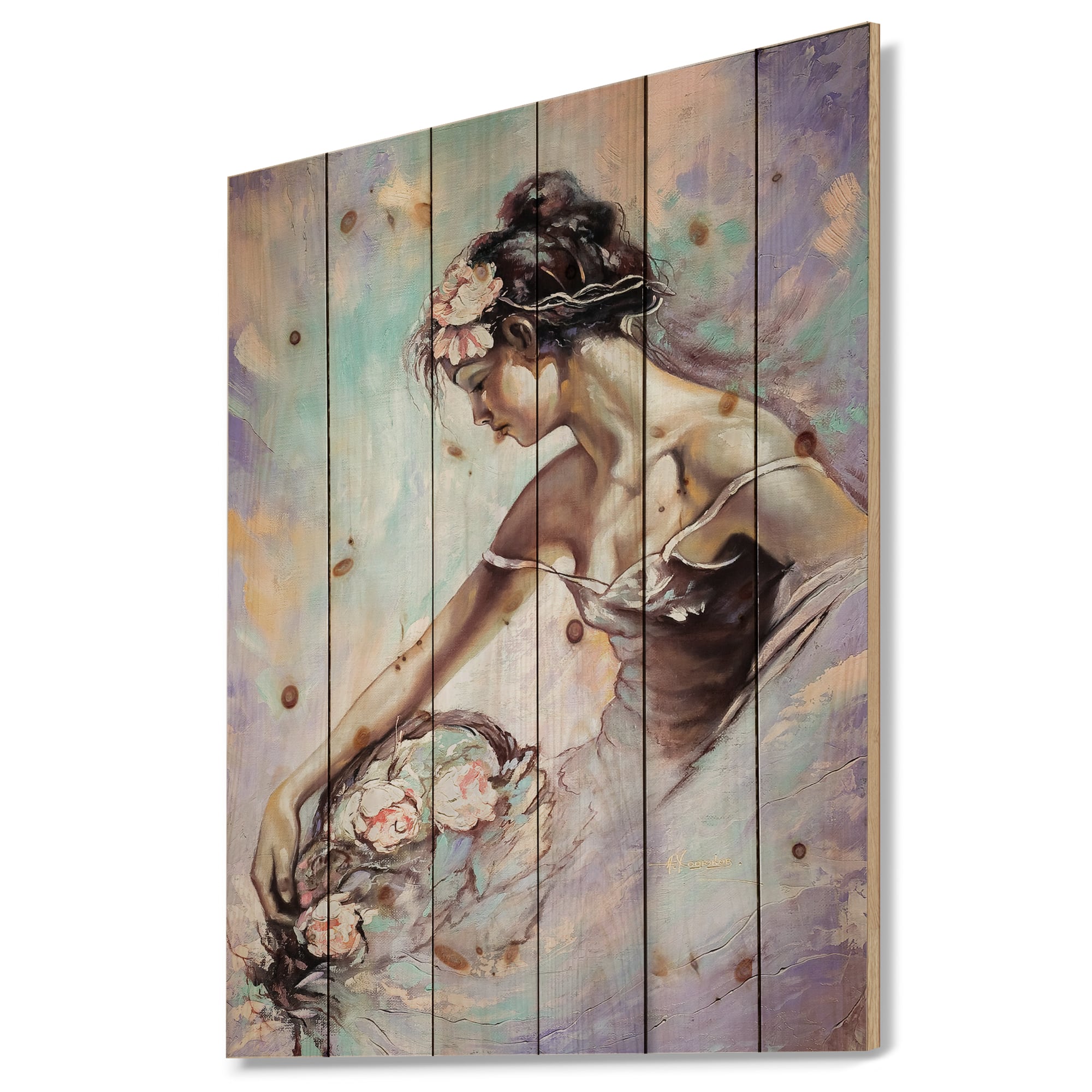 Designart - Girl with Flower Bouquet